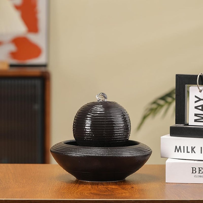 Andady Ceramic Tabletop Fountain Water Feature for Indoor and Home Decoration Table Desk Office Patio (Black A154) - Image 5